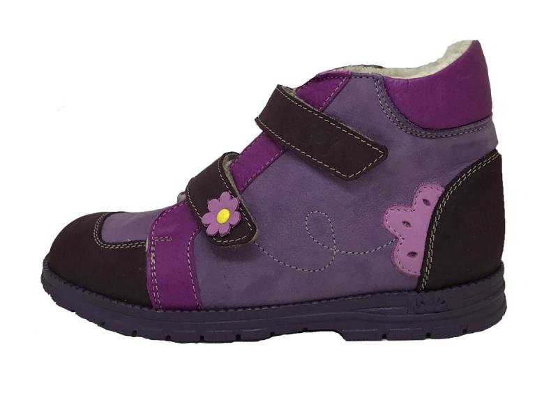 Supykids DORA dětská obuv se suchým zipem pink fialová s květem